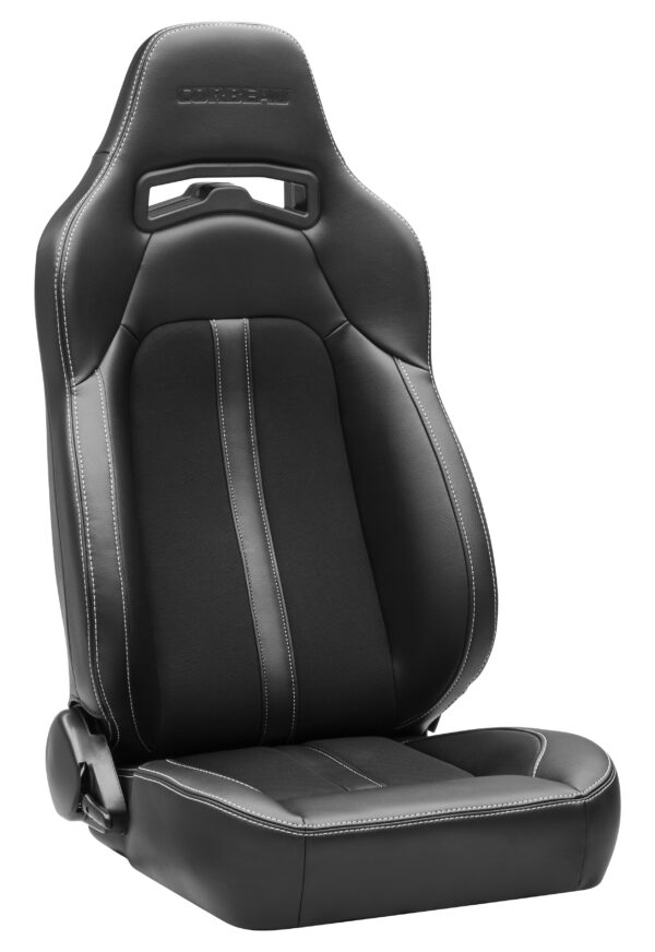 Corbeau Trailcat Reclining Seat Black Vinyl Cloth White Stitching