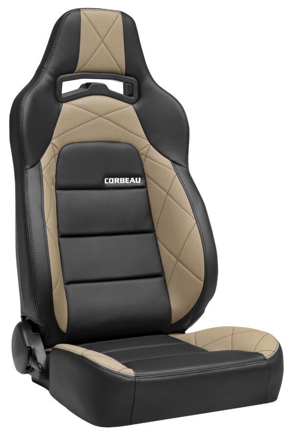 Corbeau Seat Trailcat Reclining Black Vinyl With Beige HD Vinyl