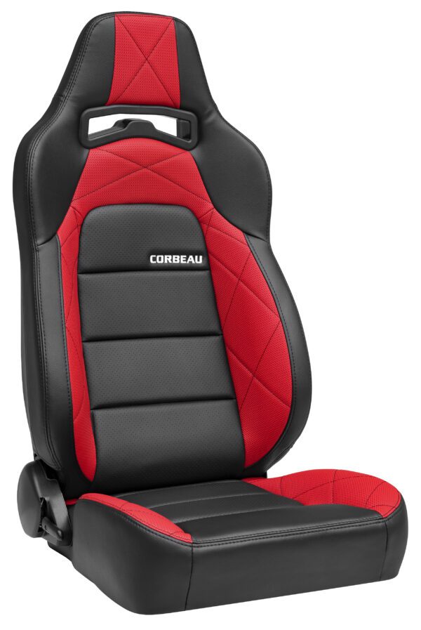 Corbeau Seats Trailcat Vinyl Black Reclining Pair With Red