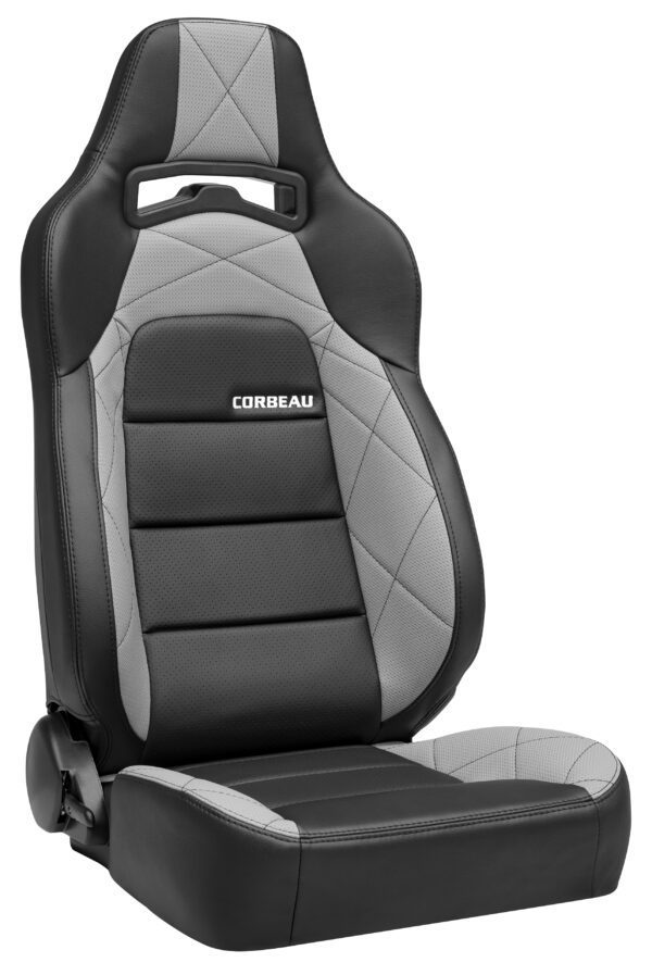 Corbeau Seats Trailcat Vinyl Black Reclining Pair With Gray Color