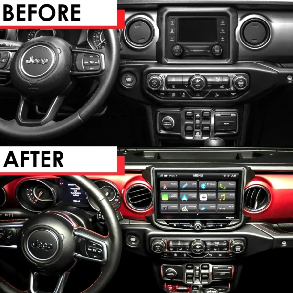 Wrangler JL Gladiator JT Integrated Radio Before and After