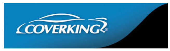 The coverking logo on a black and blue background.