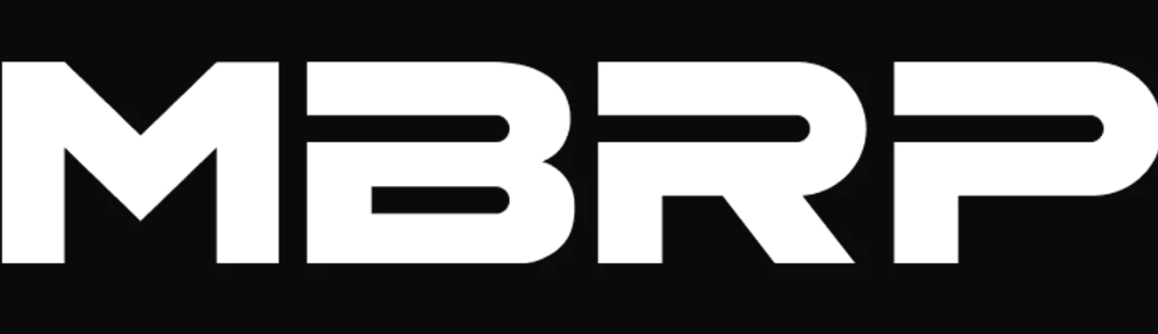 The logo for mbrp on a black background.