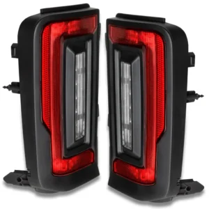 A pair of Off-Road black and red tail lights for the Chevrolet Silverado.