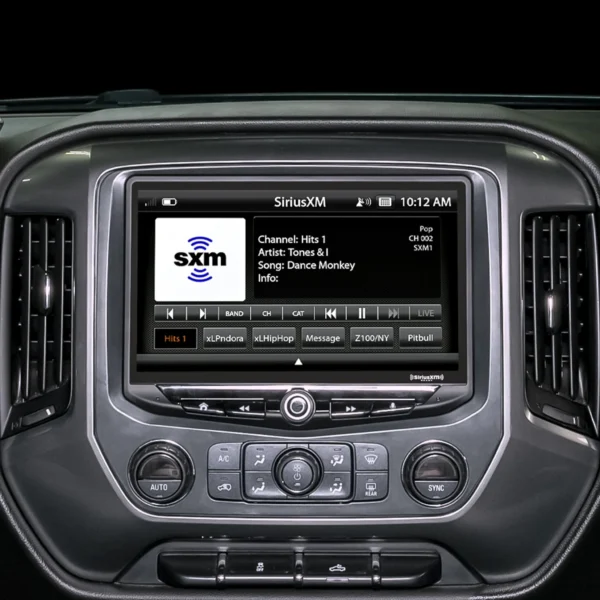 The inside of a Chevy Silverado and GMC Sierra (2014-2018) HEIGH10 10" Touch Screen Radio Plug-and-Play Kit.