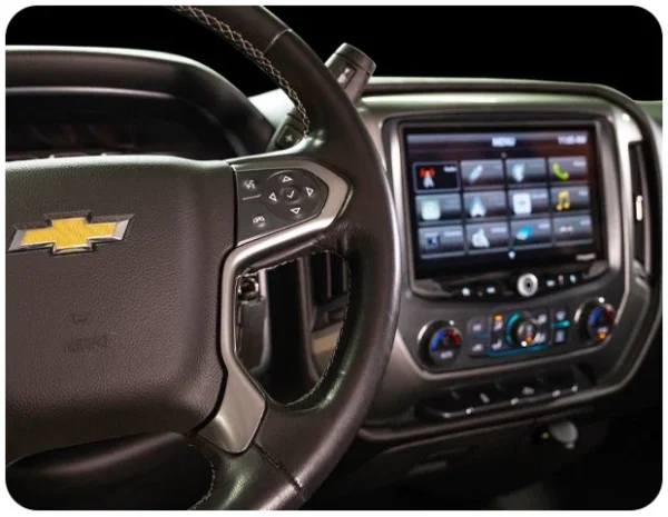 2015 Chevy Silverado and GMC Sierra (2014-2018) HEIGH10 10" Touch Screen Radio Plug-and-Play Kit interior.